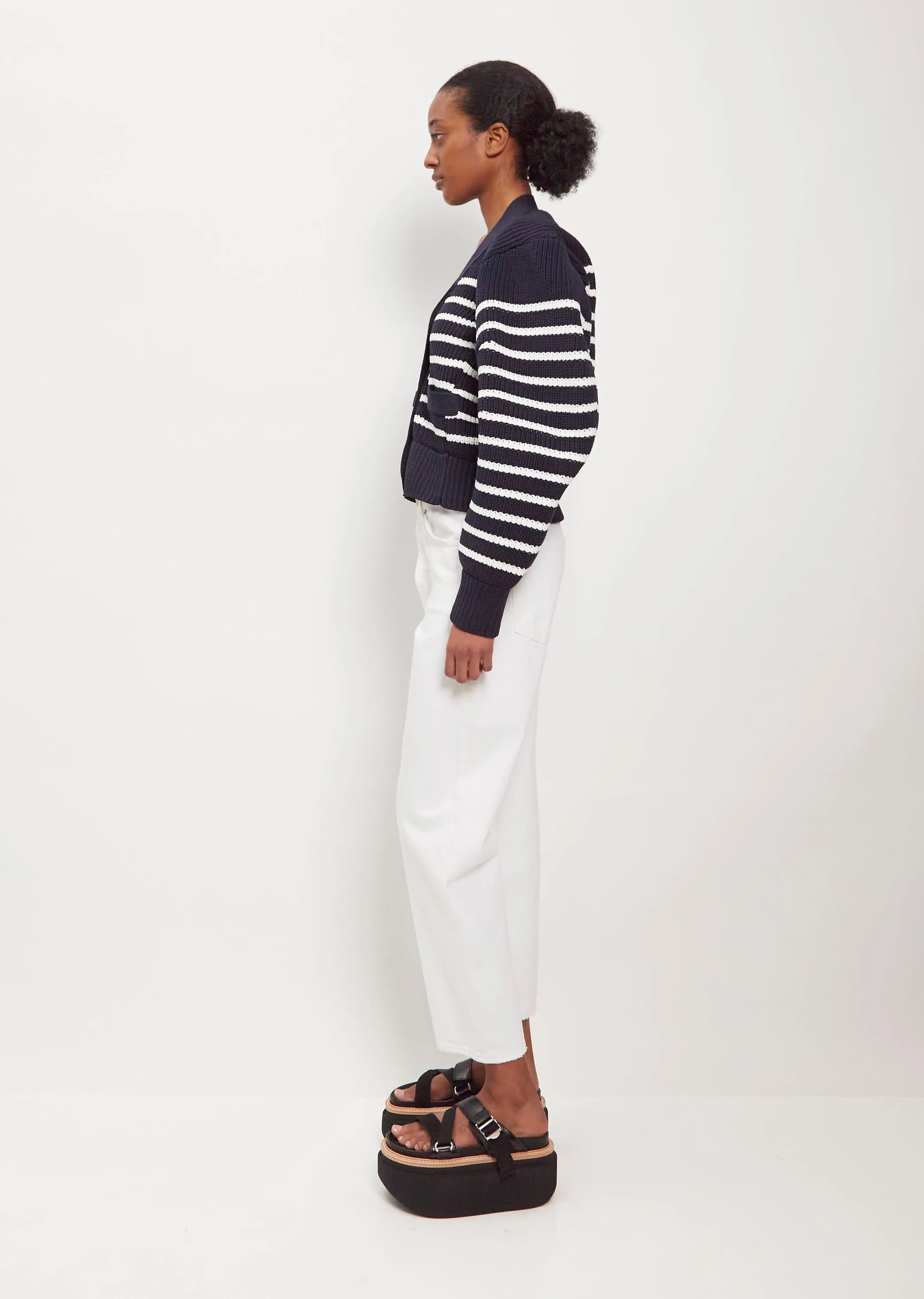 Horizontal Stripe Knit Cardigan