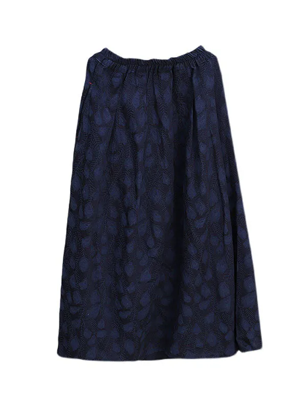 Jacquard Solid Color A-Line Loose Skirts Bottoms