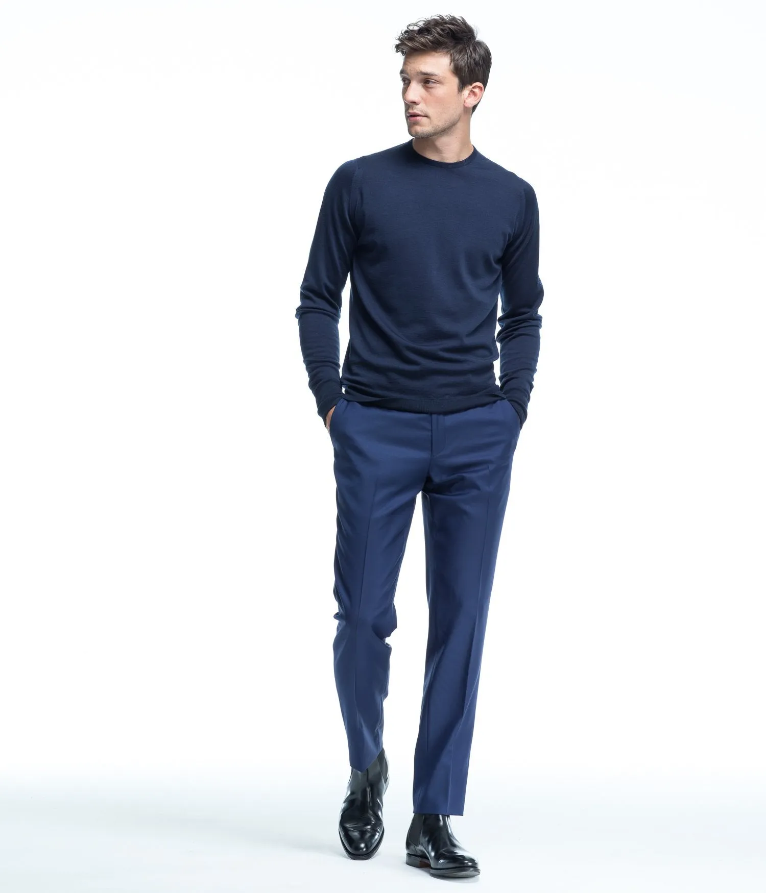 John Smedley Easy Fit Merino Crew in Midnight