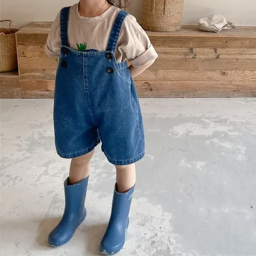 Kids Denim Shorts Overalls