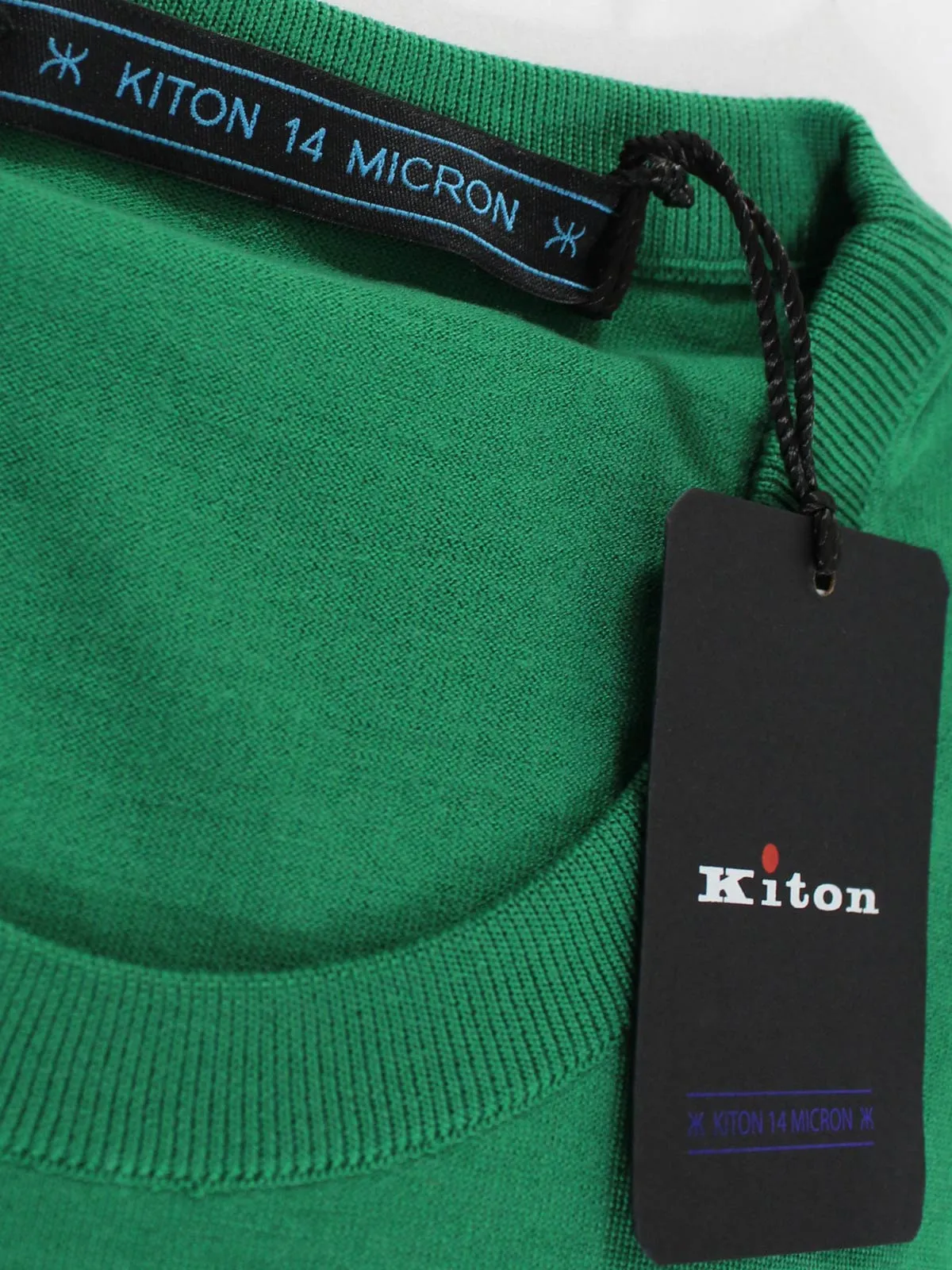 Kiton Sweater Green 14 Micron Wool Crewneck XXL - EU 56 SALE