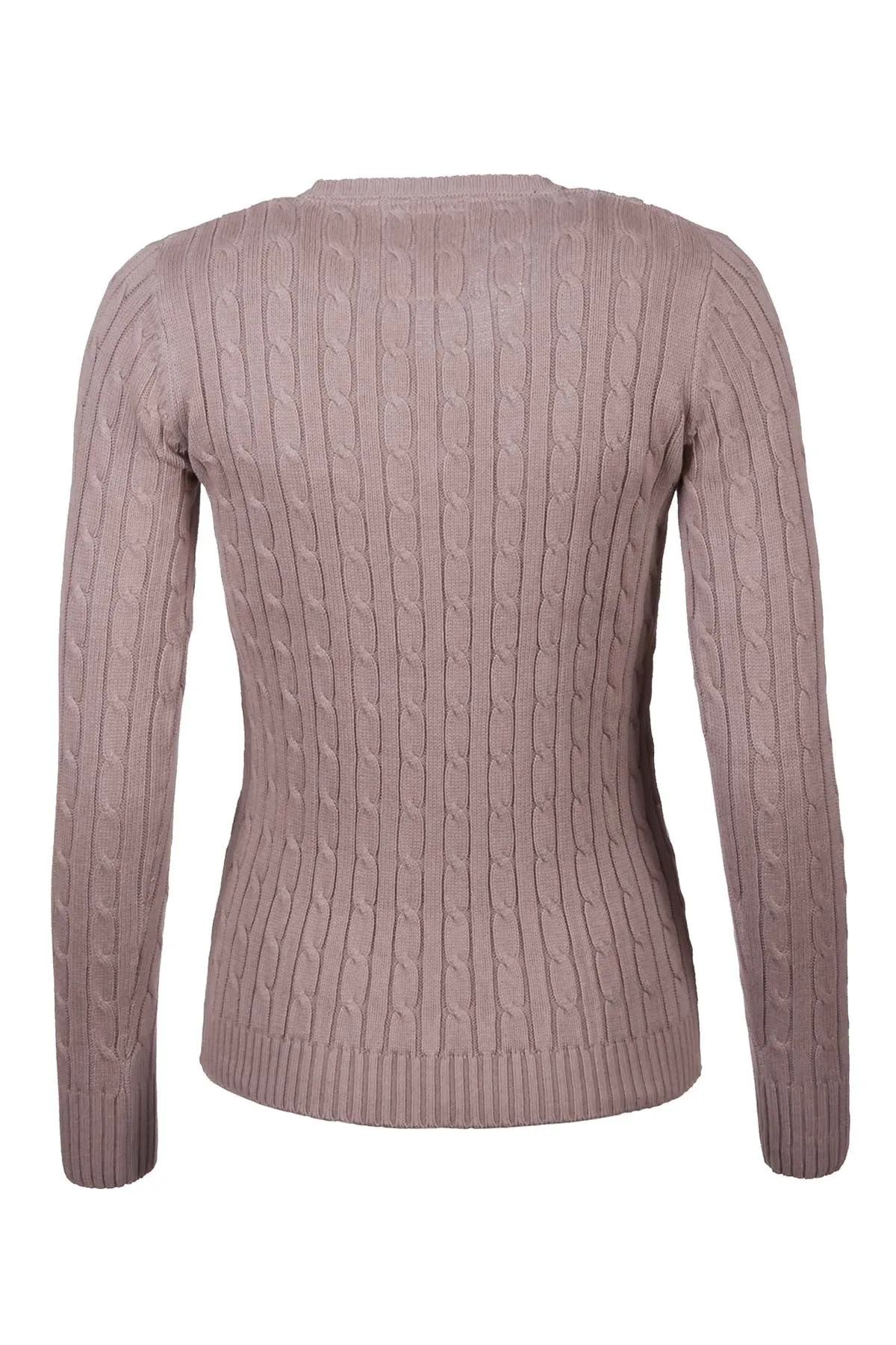 Ladies Cable Knit V Neck Jumper