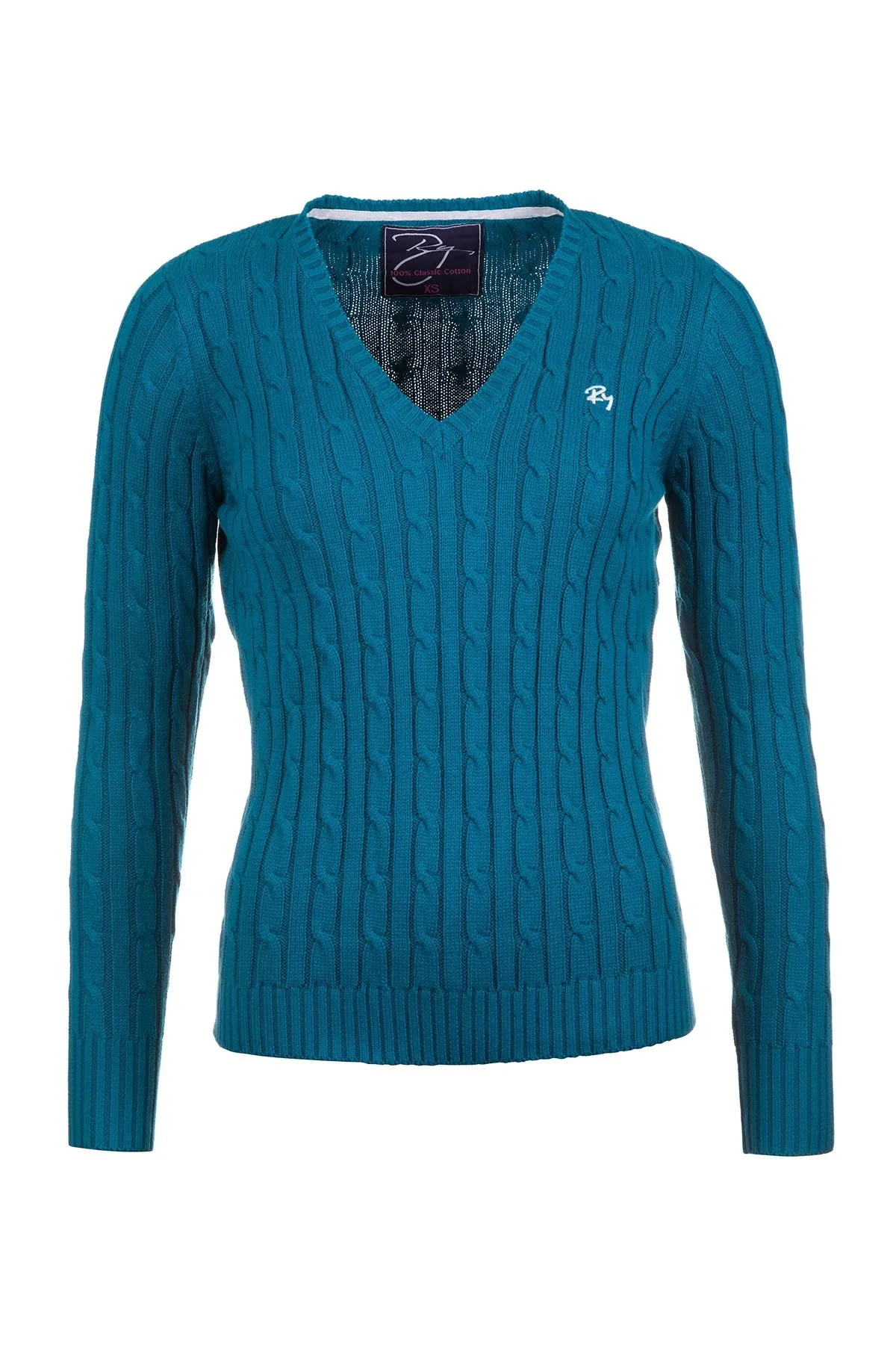 Ladies Cable Knit V Neck Jumper