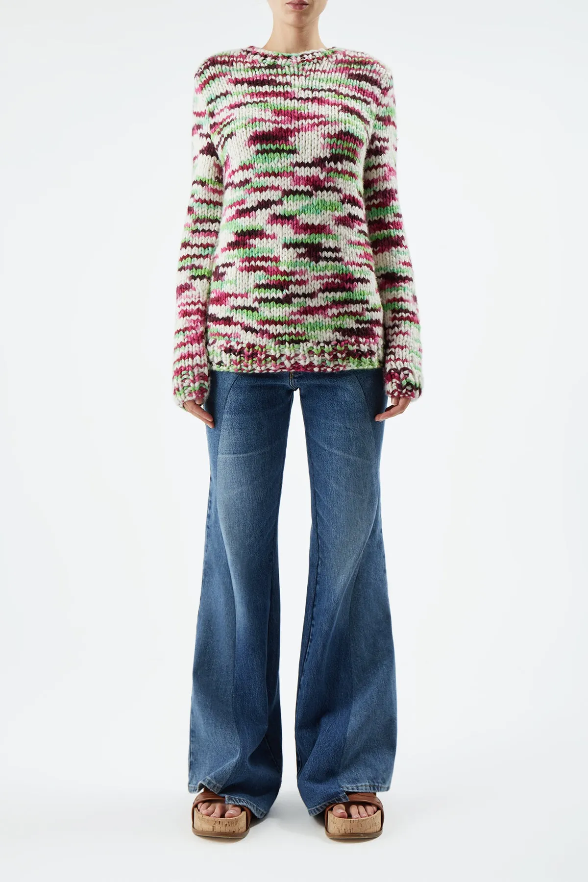 Lawrence Knit Sweater in Space Dye Jewel Multi Welfat Cashmere