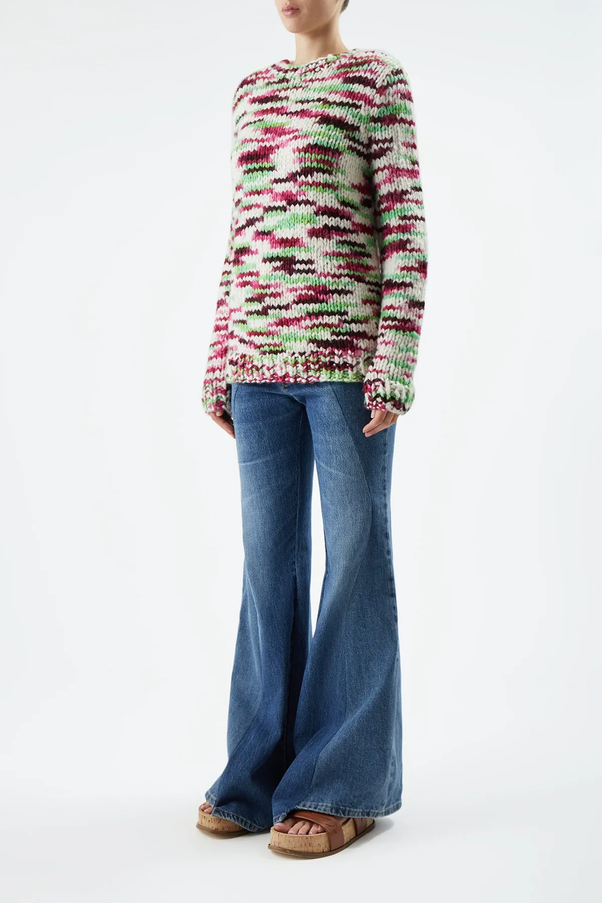 Lawrence Knit Sweater in Space Dye Jewel Multi Welfat Cashmere