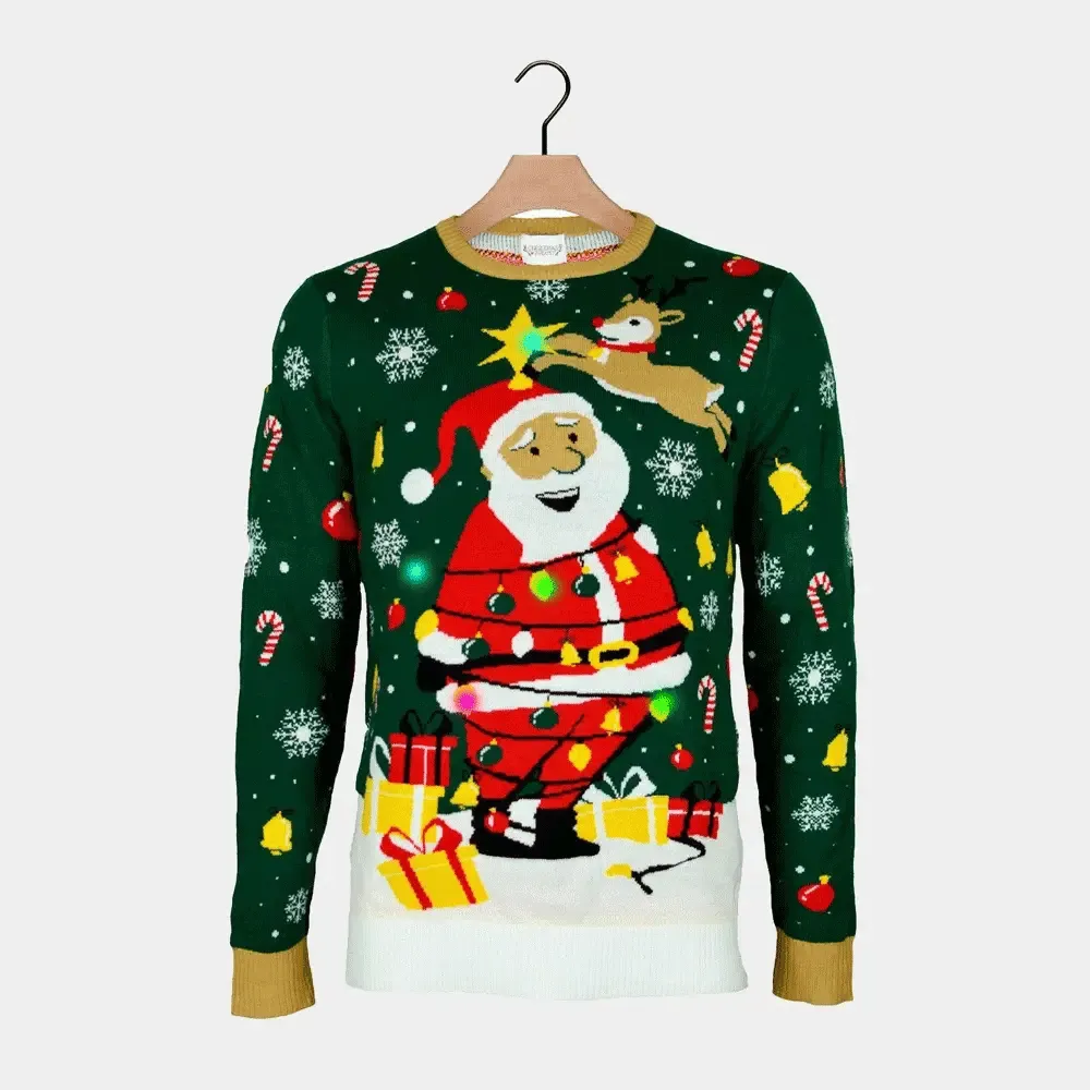 LED Light-Up Sweater – Santa's Holiday Hijinks