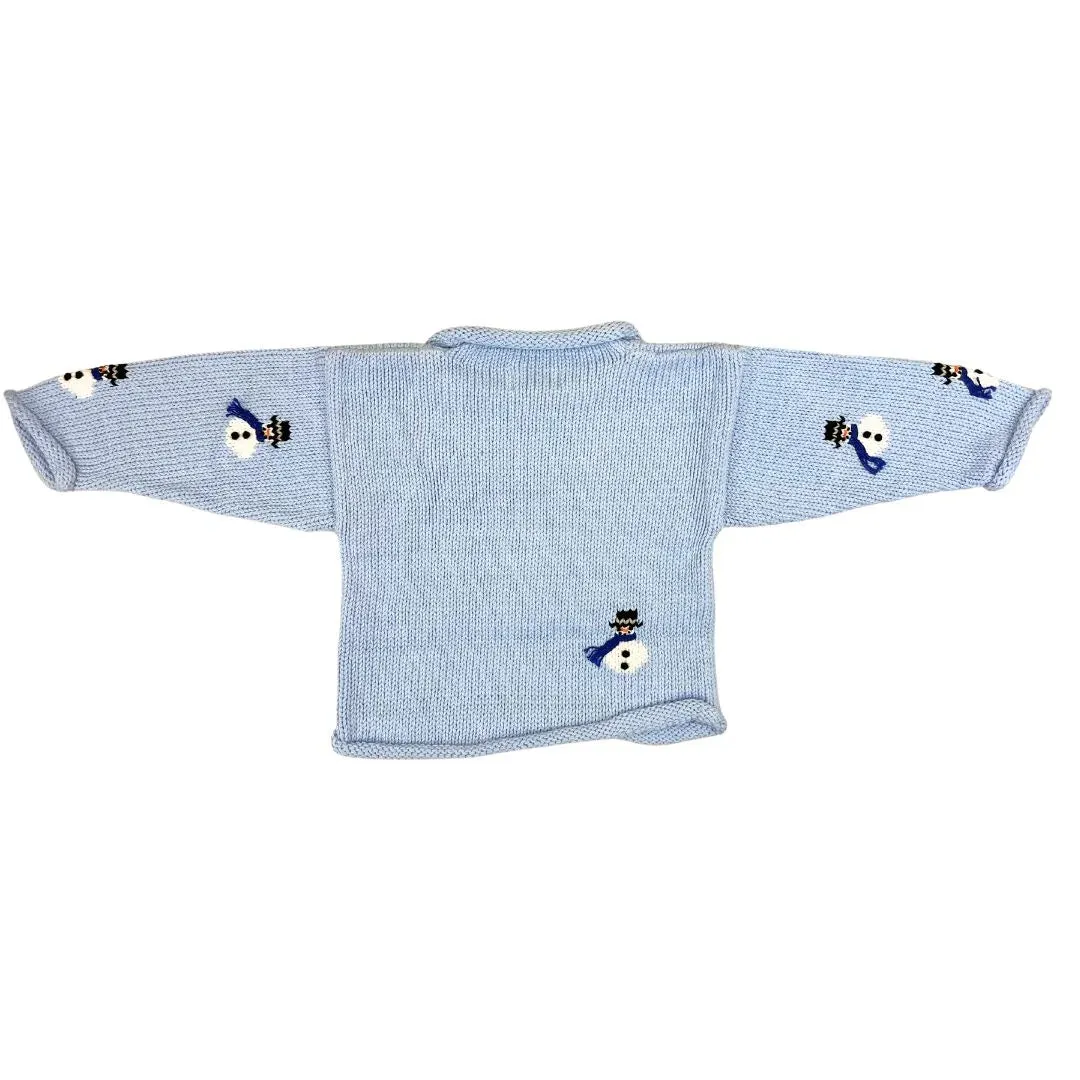 Light Blue Snowmen Roll Neck Sweater