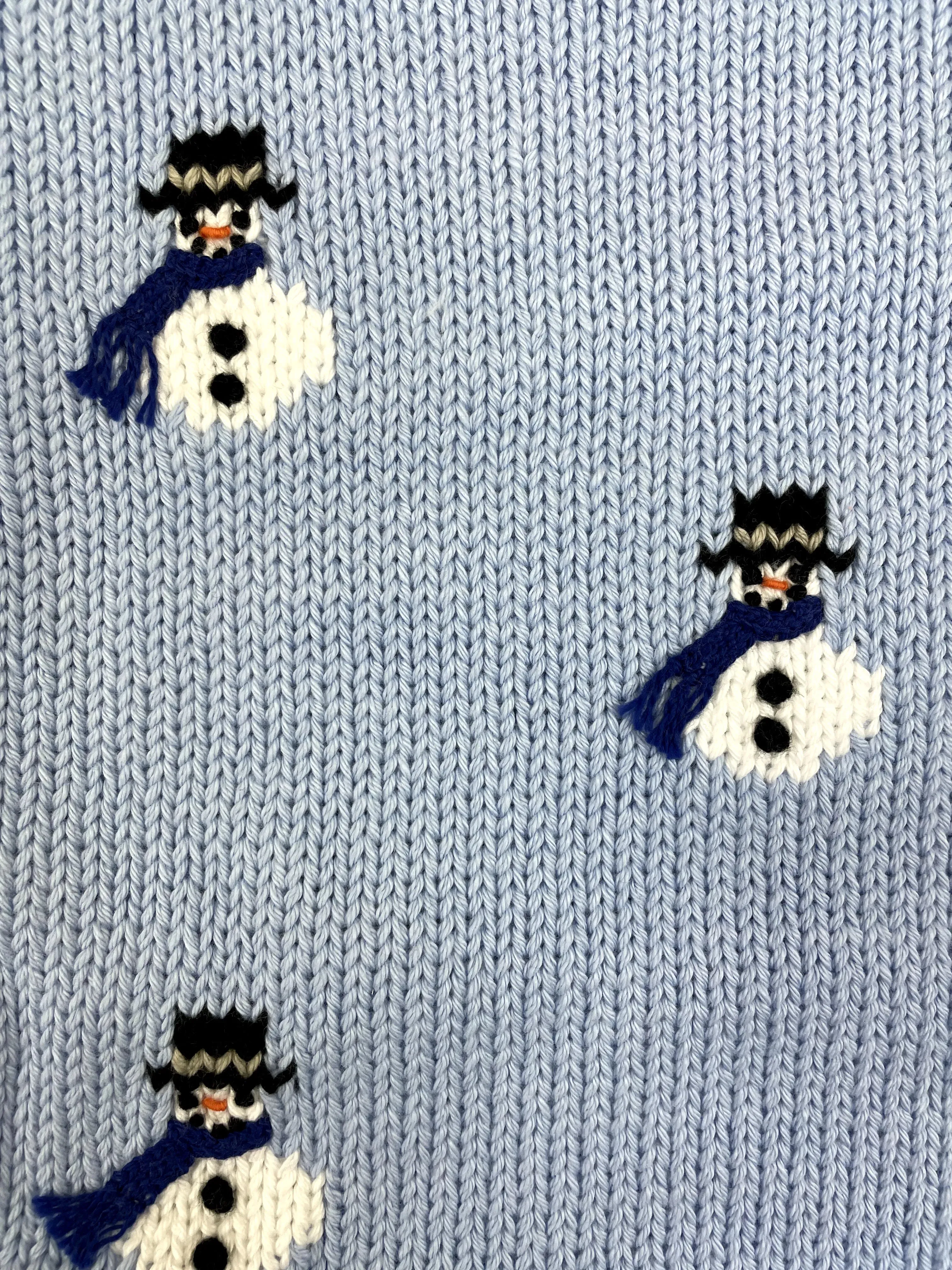 Light Blue Snowmen Roll Neck Sweater