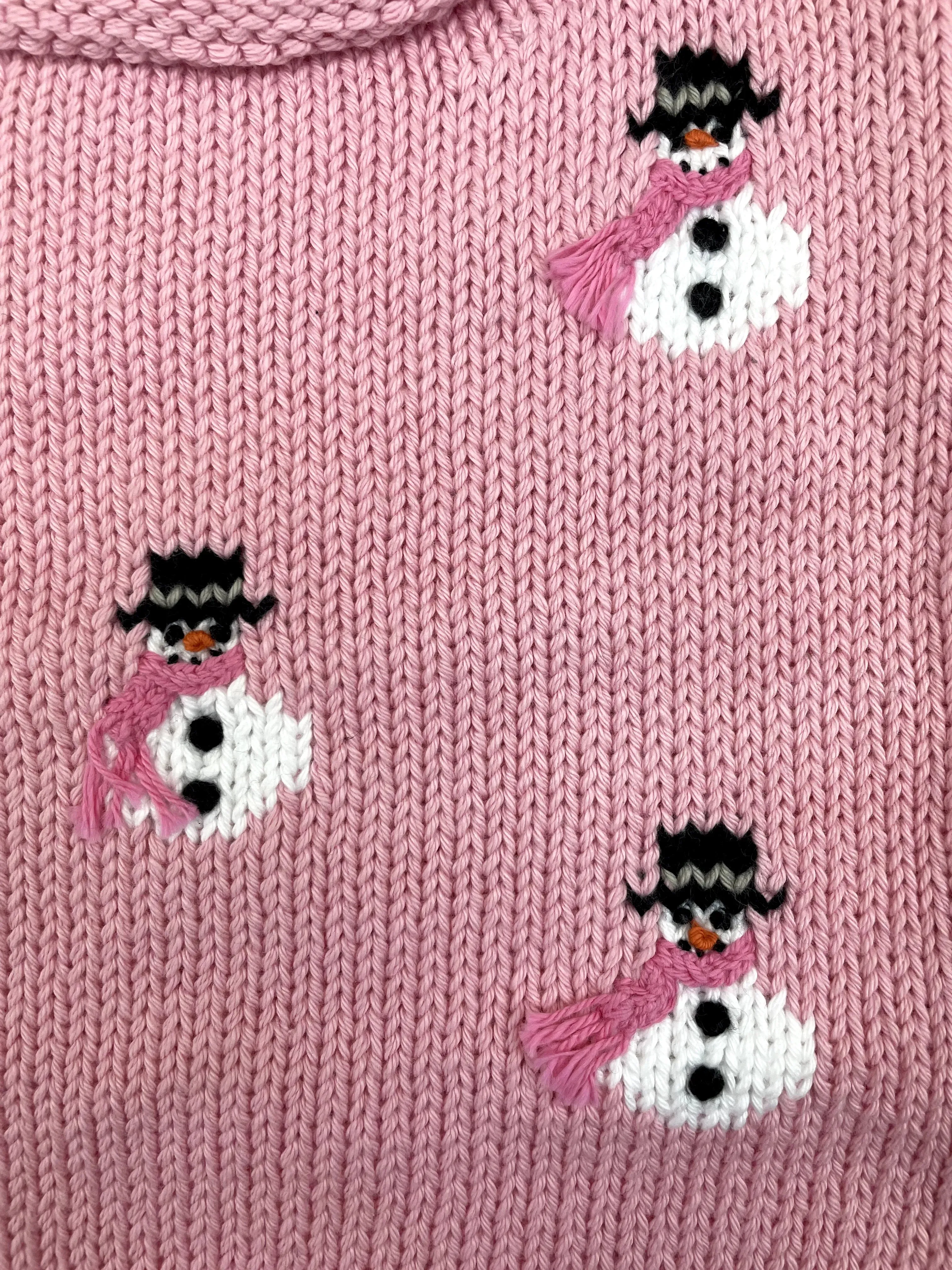 Light Pink Snowmen Roll Neck Sweater