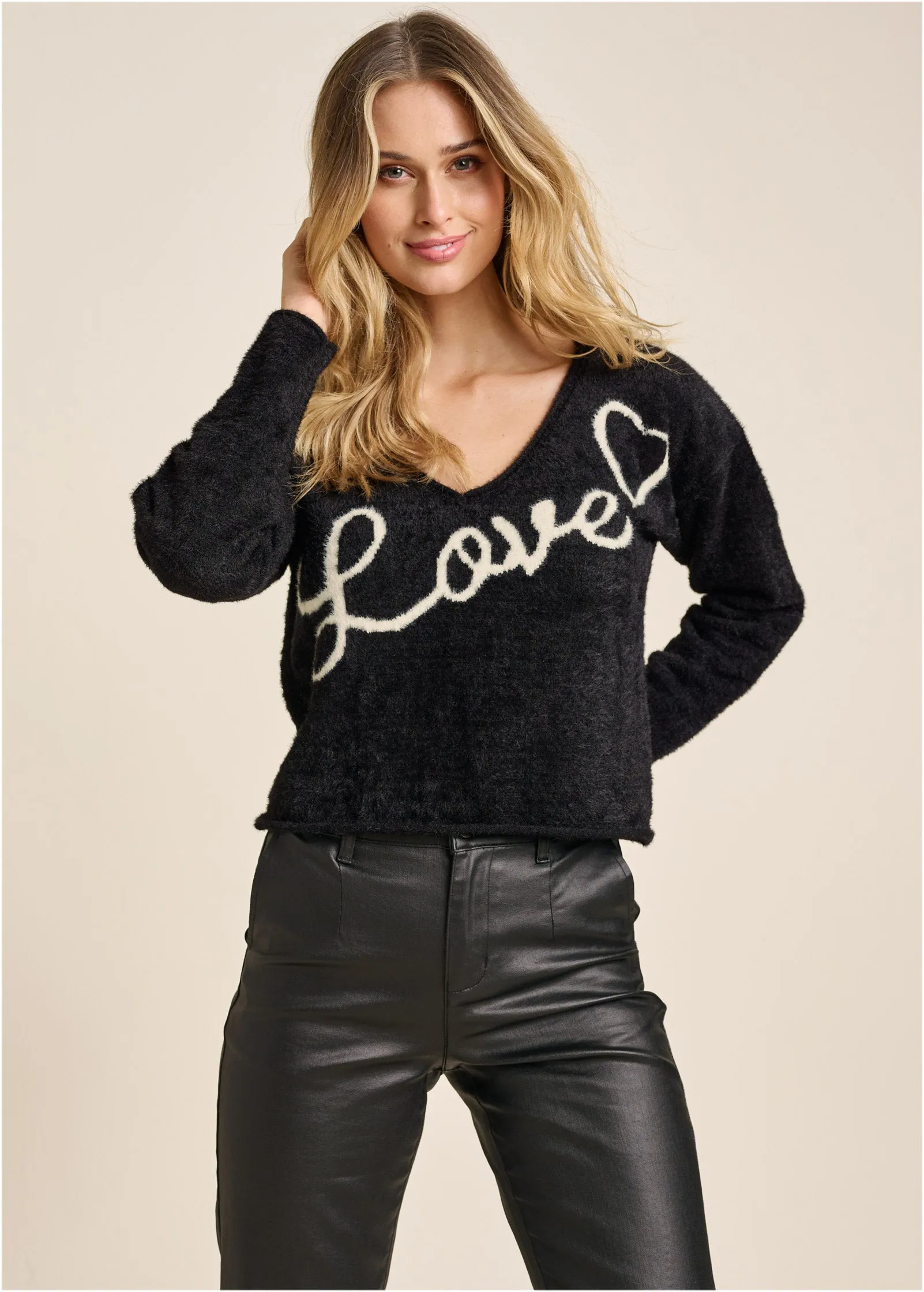 Love Graphic Sweater - Black