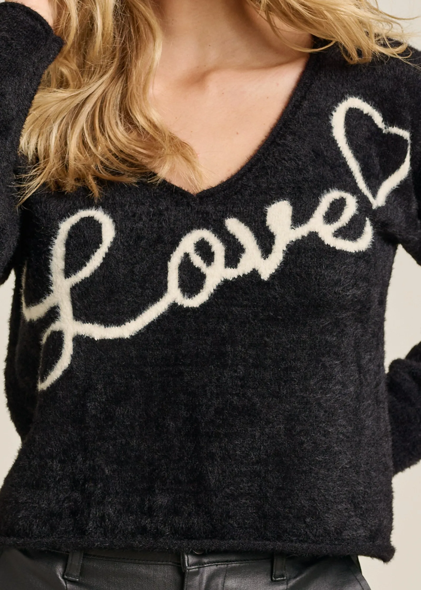 Love Graphic Sweater - Black