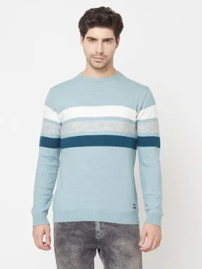 Men Light Teal Sweaters