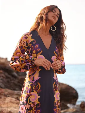 Multi Paisley Print Split Leg Dress