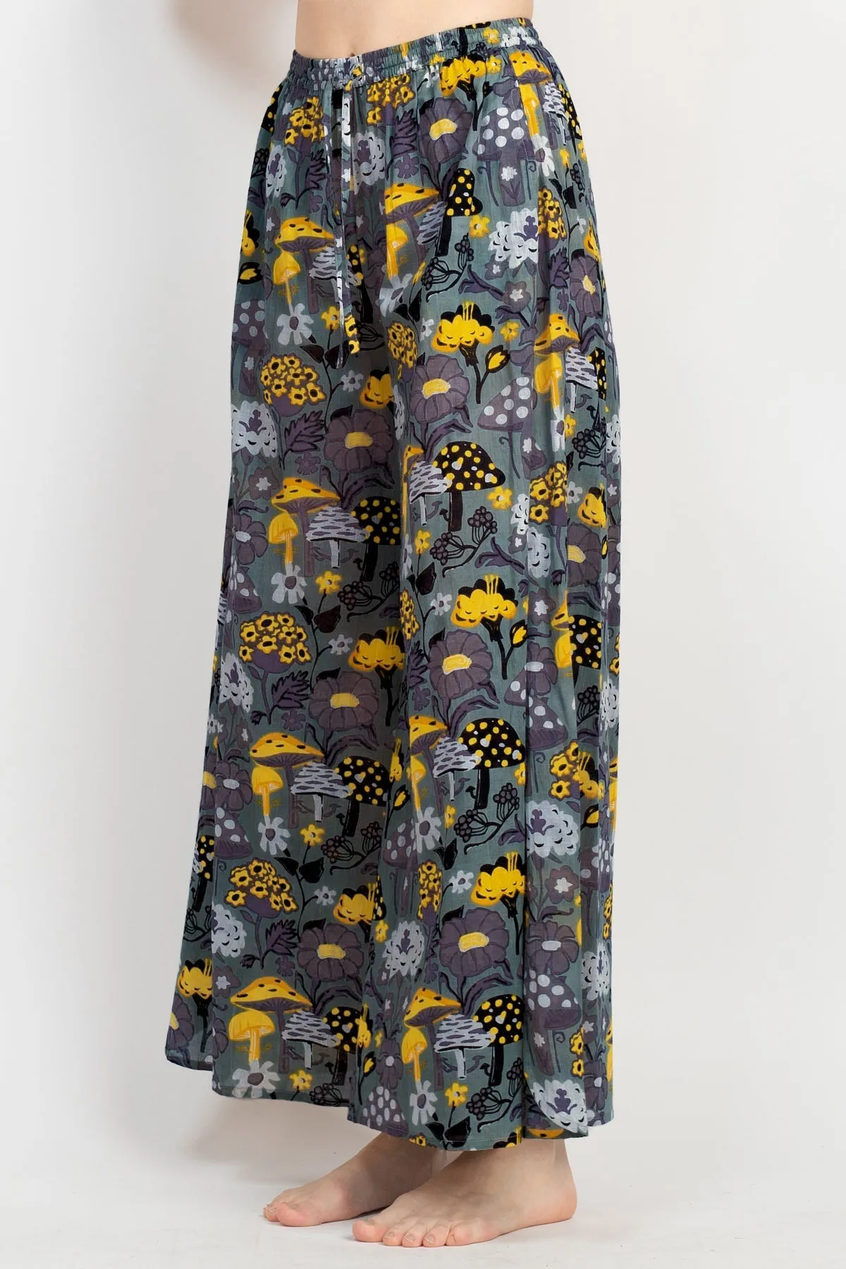 Mushroom Print Wide Leg Pants