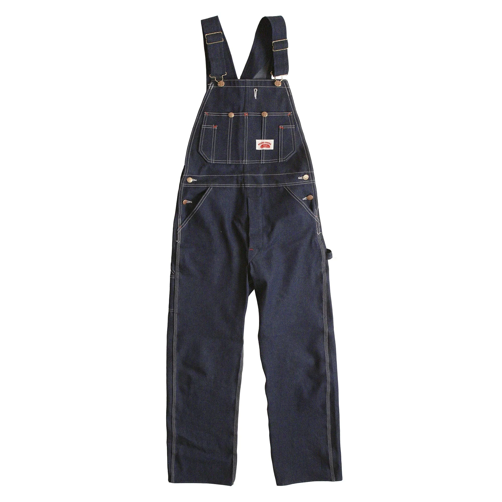 Non-USA Classic Blue Denim Button Fly Bib Overalls - Not Sewn in USA