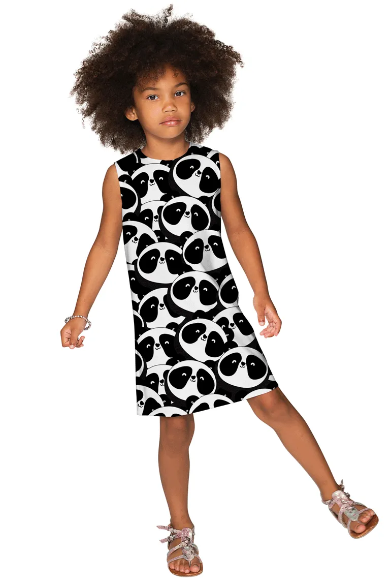 OMG! panda Adele Black White Animal Print Cute Shift Dress - Girls