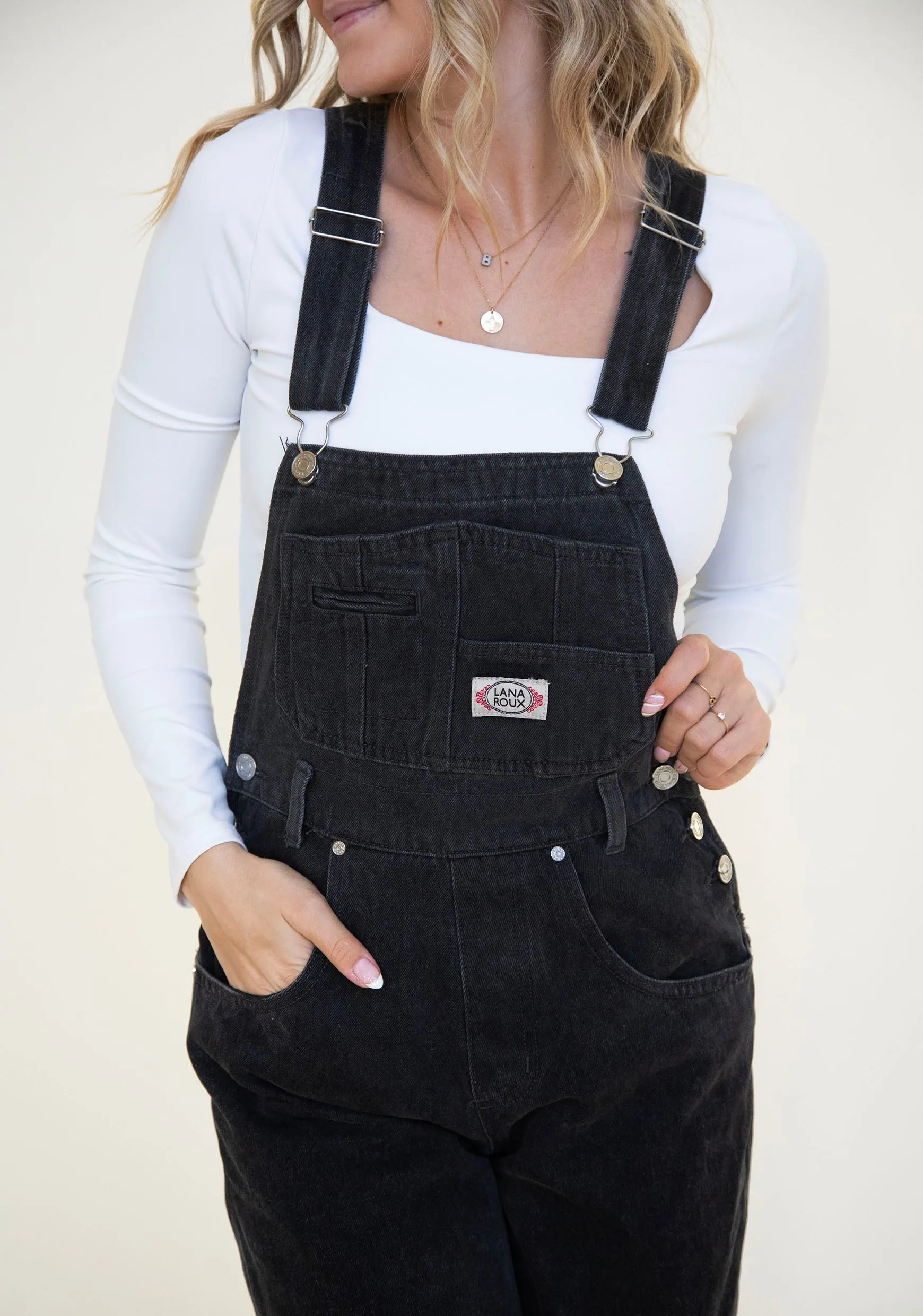 On The Road Overalls in Denim Black