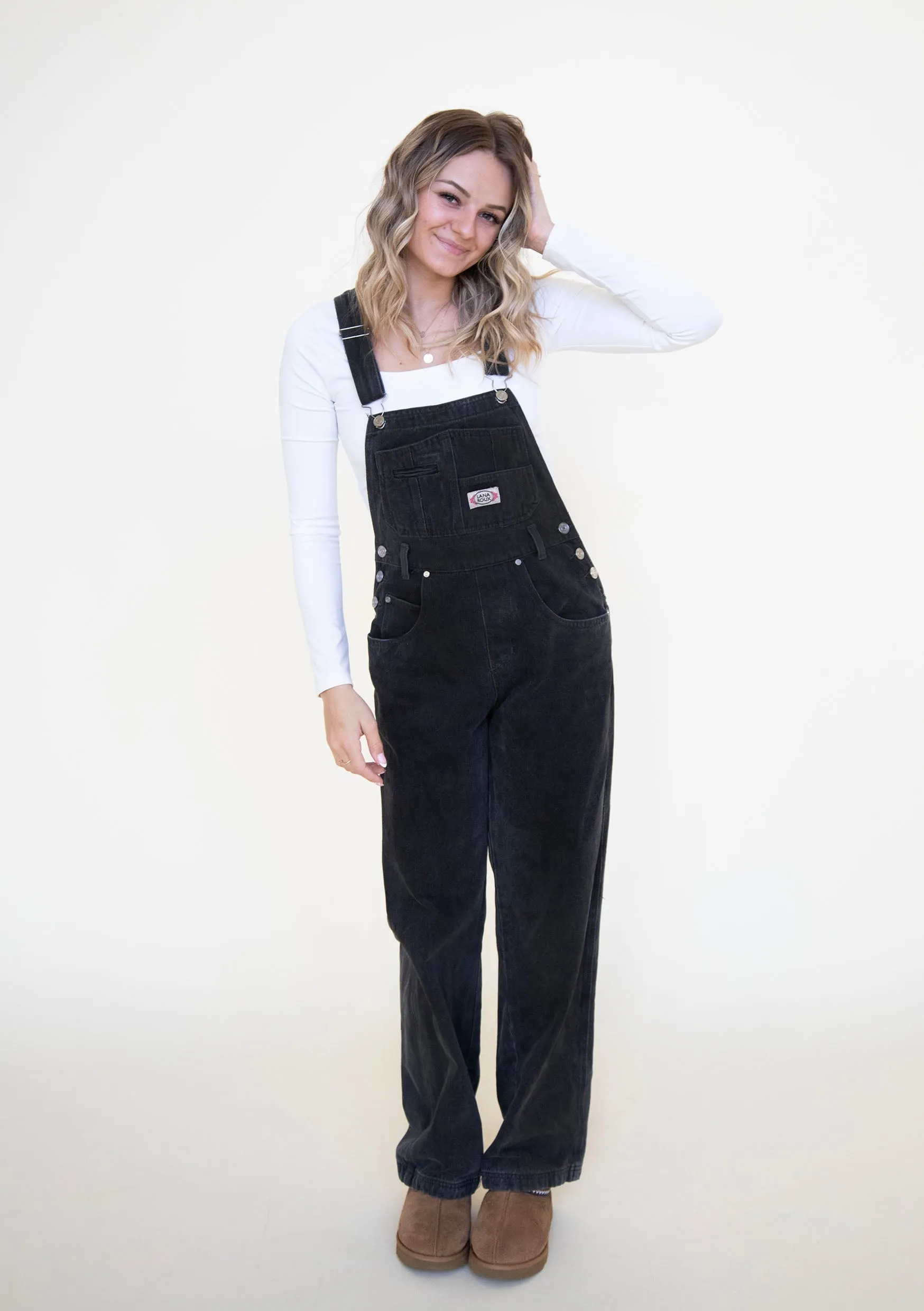 On The Road Overalls in Denim Black