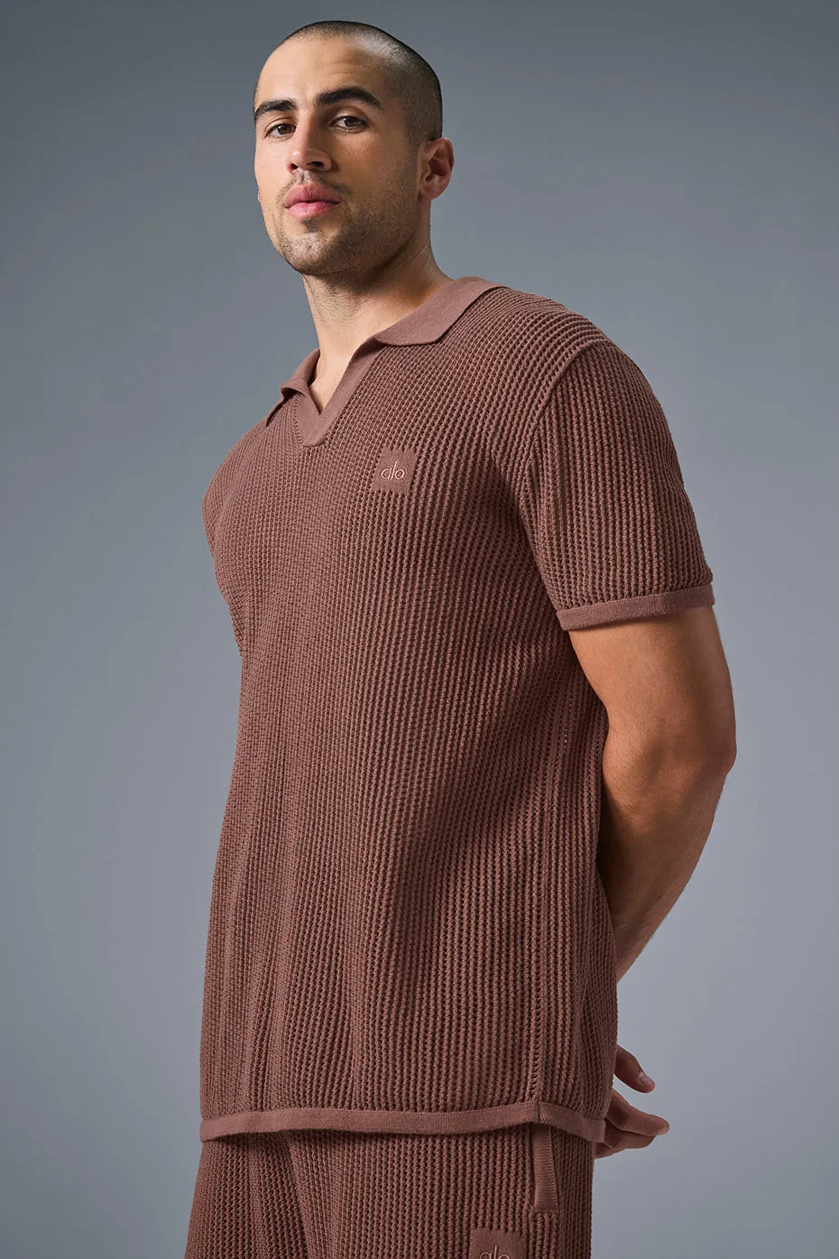 Open-Knit Polo - Chestnut