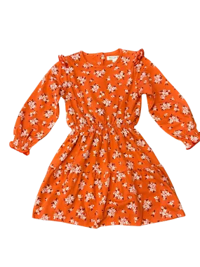 Orange Floral Knit L/S Dress