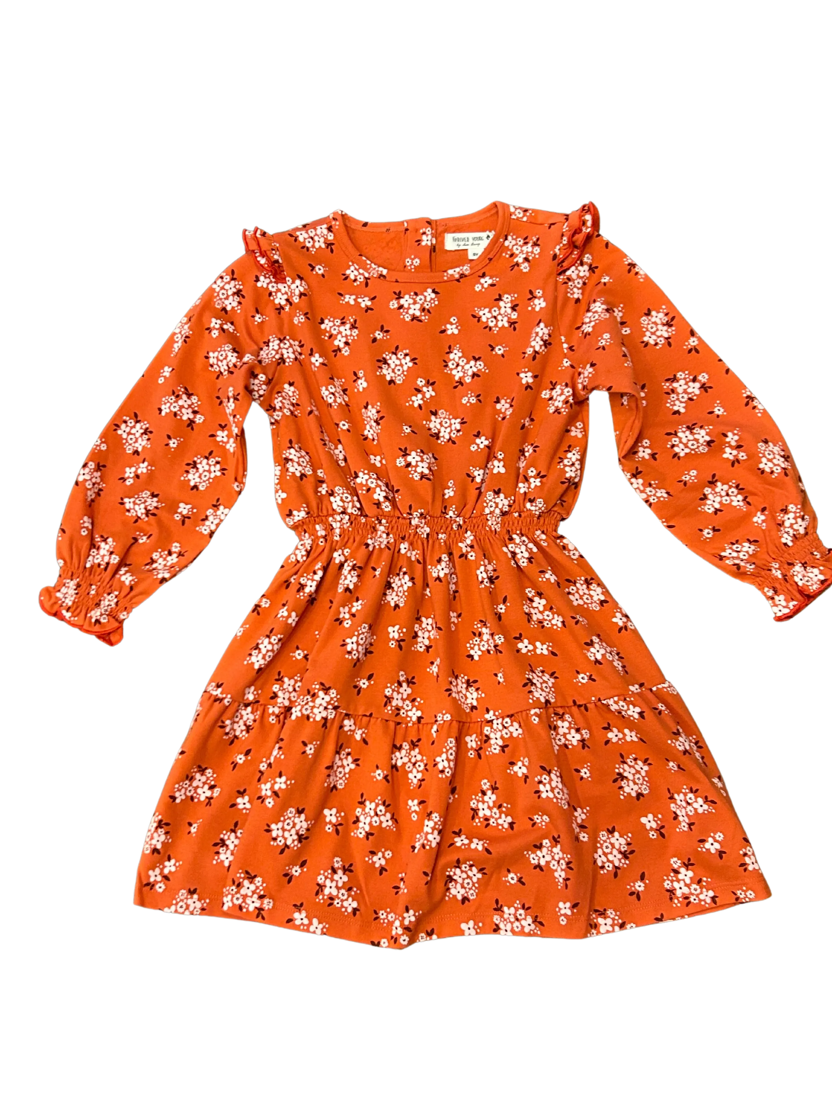 Orange Floral Knit L/S Dress