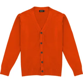 Orange Mens V-Neck Button Down Cardigan Sweater