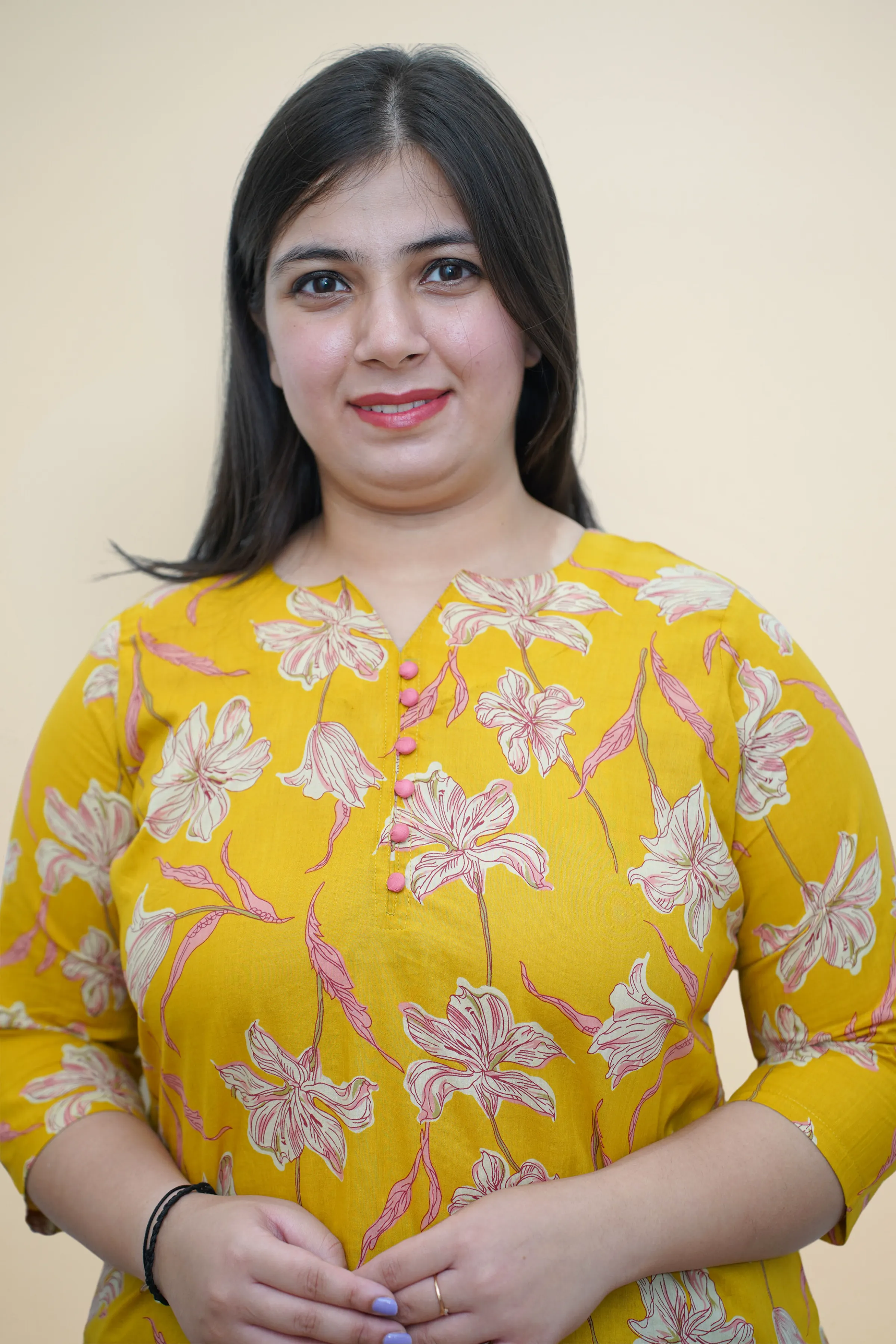 Pansy Yellow Floral Cotton Kurta