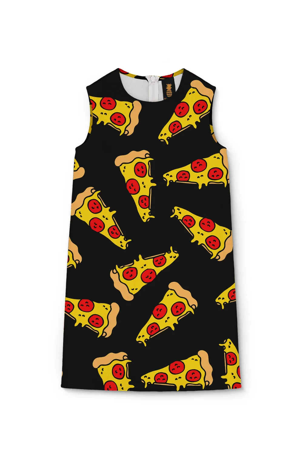 Pepperoni Adele Black Pizza Print Cute Trendy Shift Dress - Girls