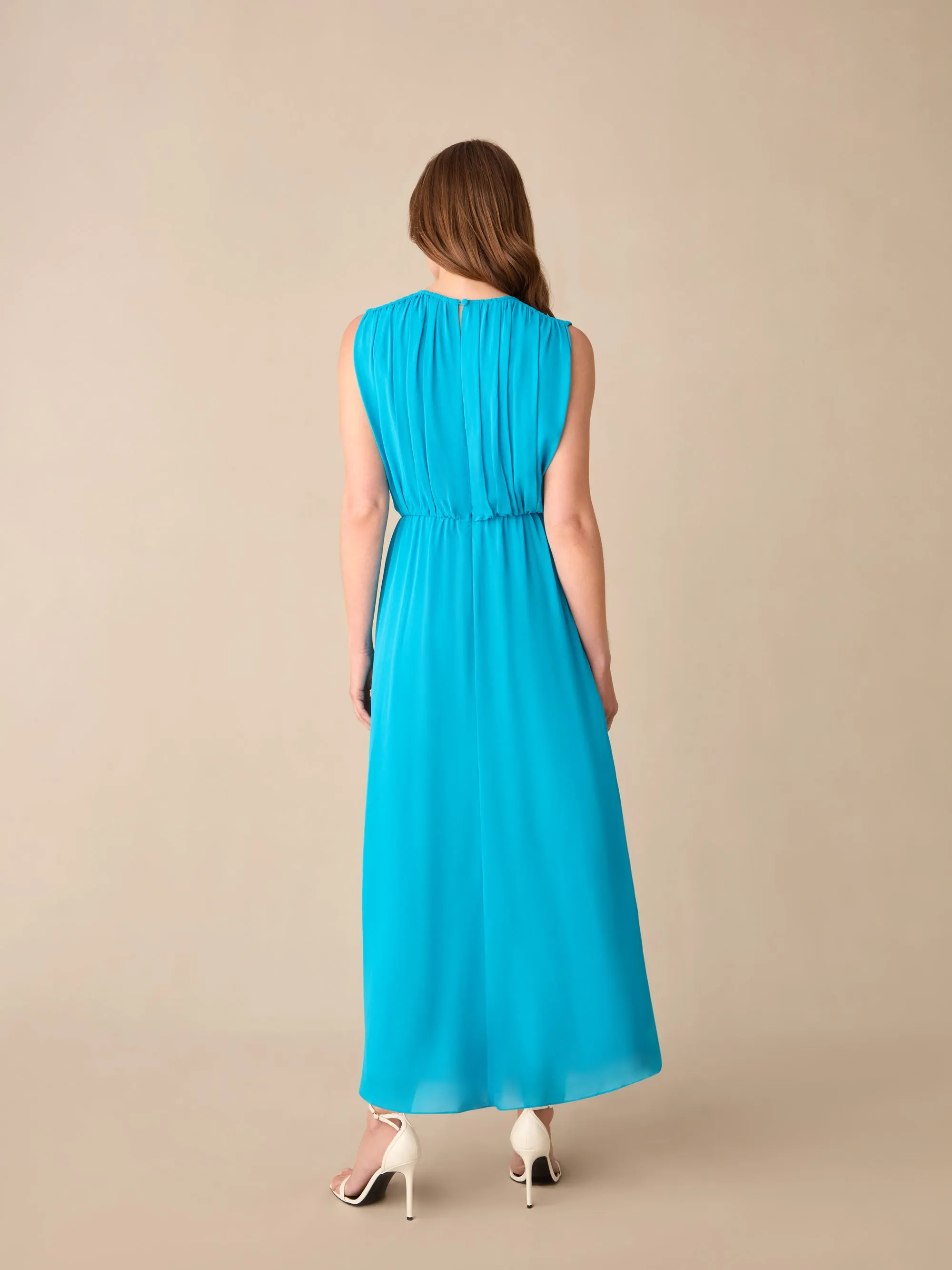 Petite Lucia Blue Gathered Waist Maxi Dress