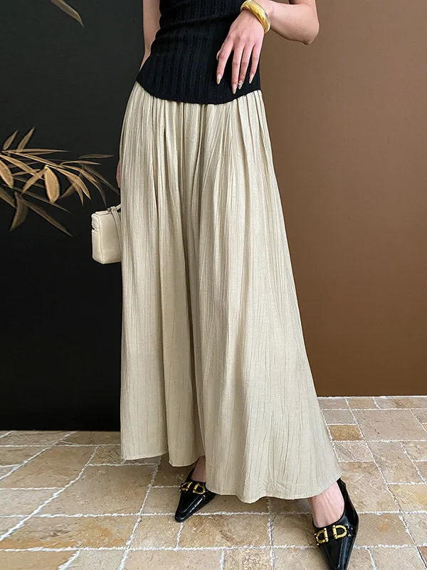 Pleated Solid Color A-Line Skirts Bottoms