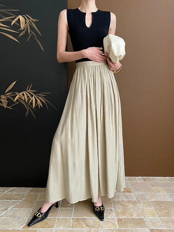 Pleated Solid Color A-Line Skirts Bottoms