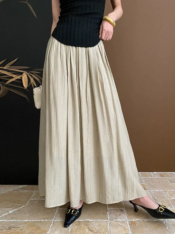 Pleated Solid Color A-Line Skirts Bottoms