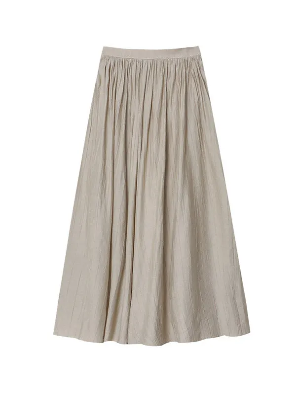 Pleated Solid Color A-Line Skirts Bottoms