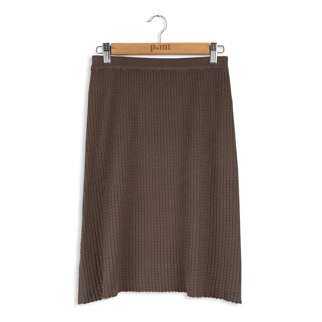 Point Cableknit A-line Skirt