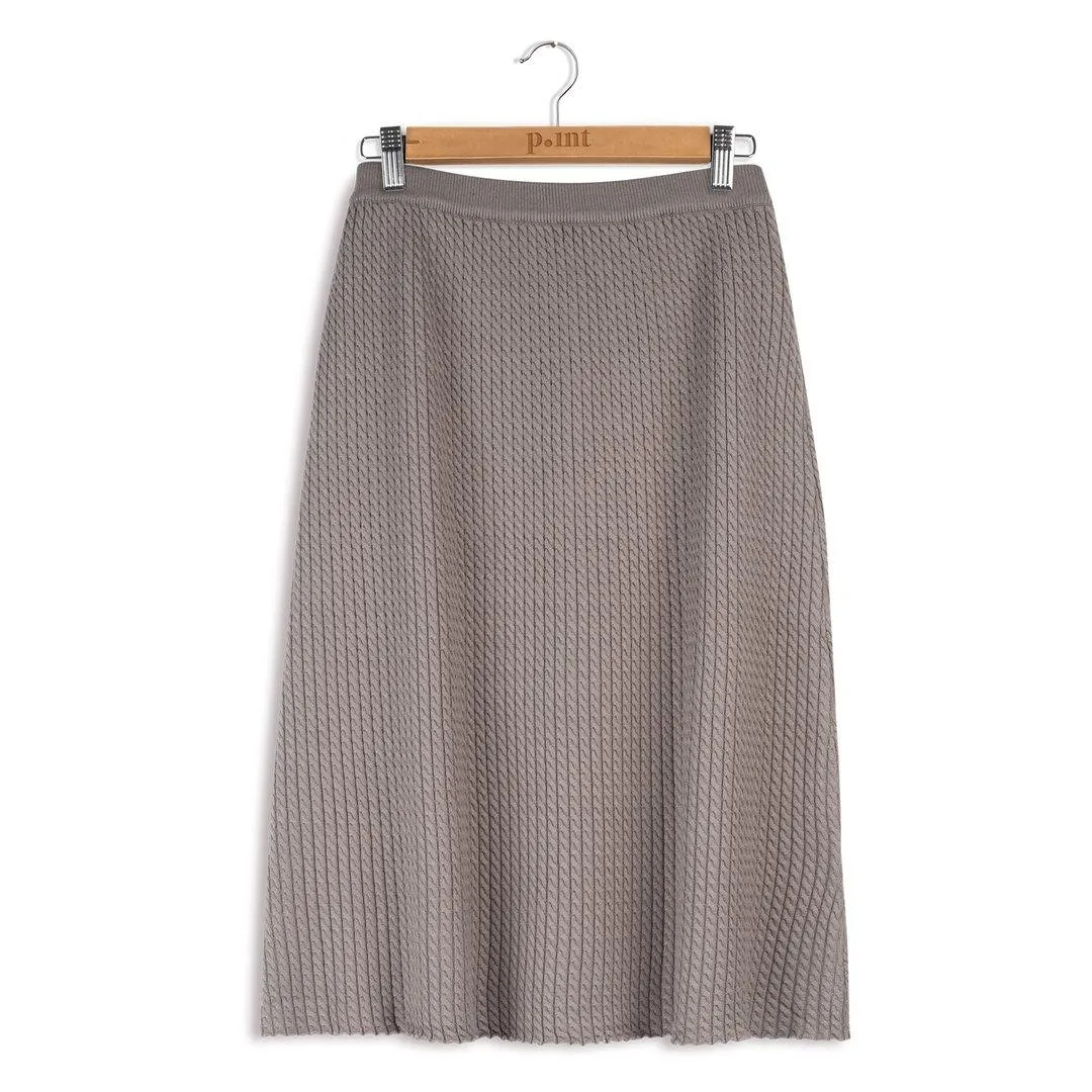 Point Cableknit A-line Skirt