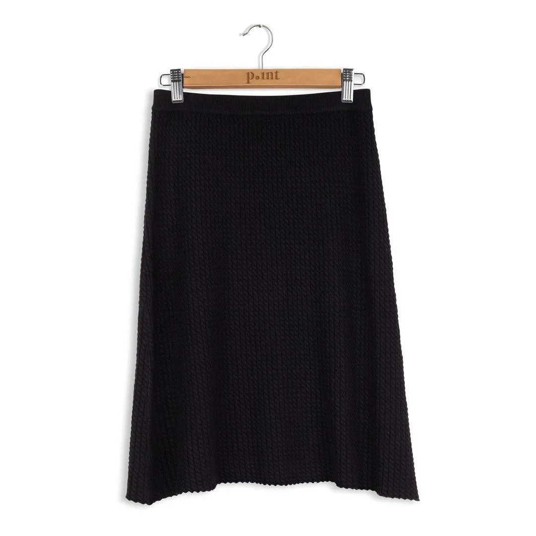 Point Cableknit A-line Skirt