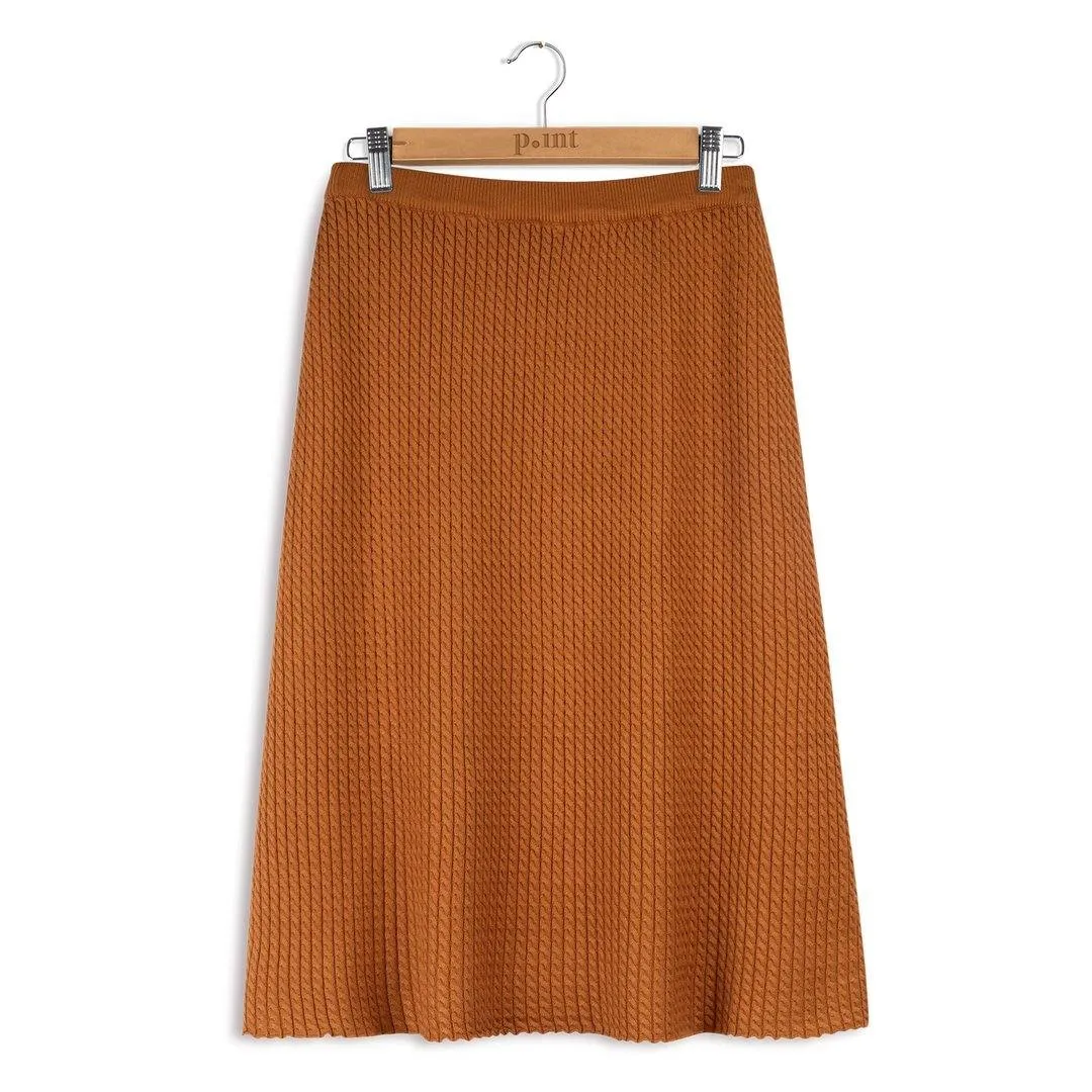 Point Cableknit A-line Skirt