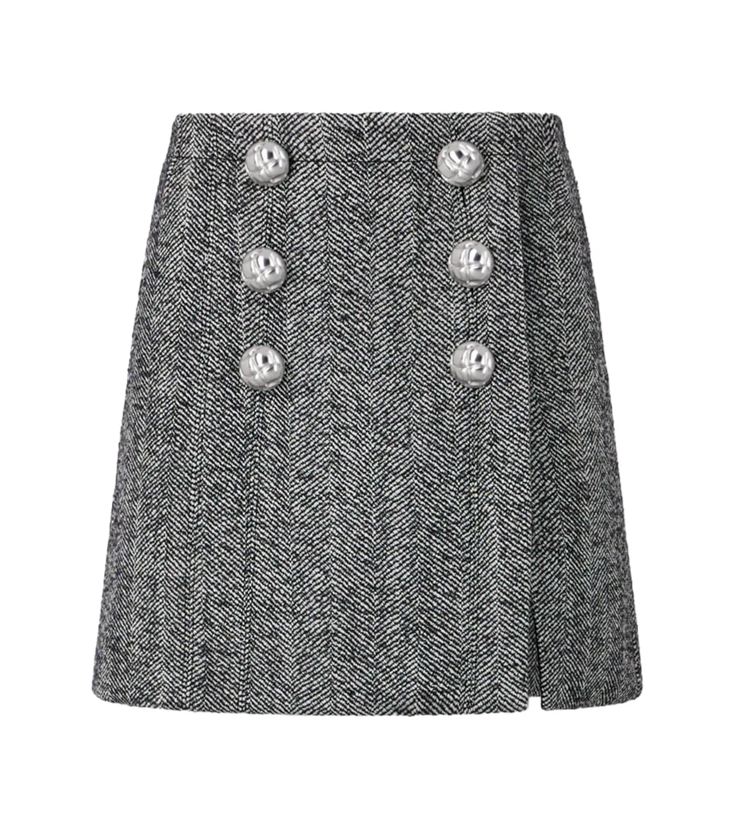 RABANNE A-Line Mini Herringbone Skirt