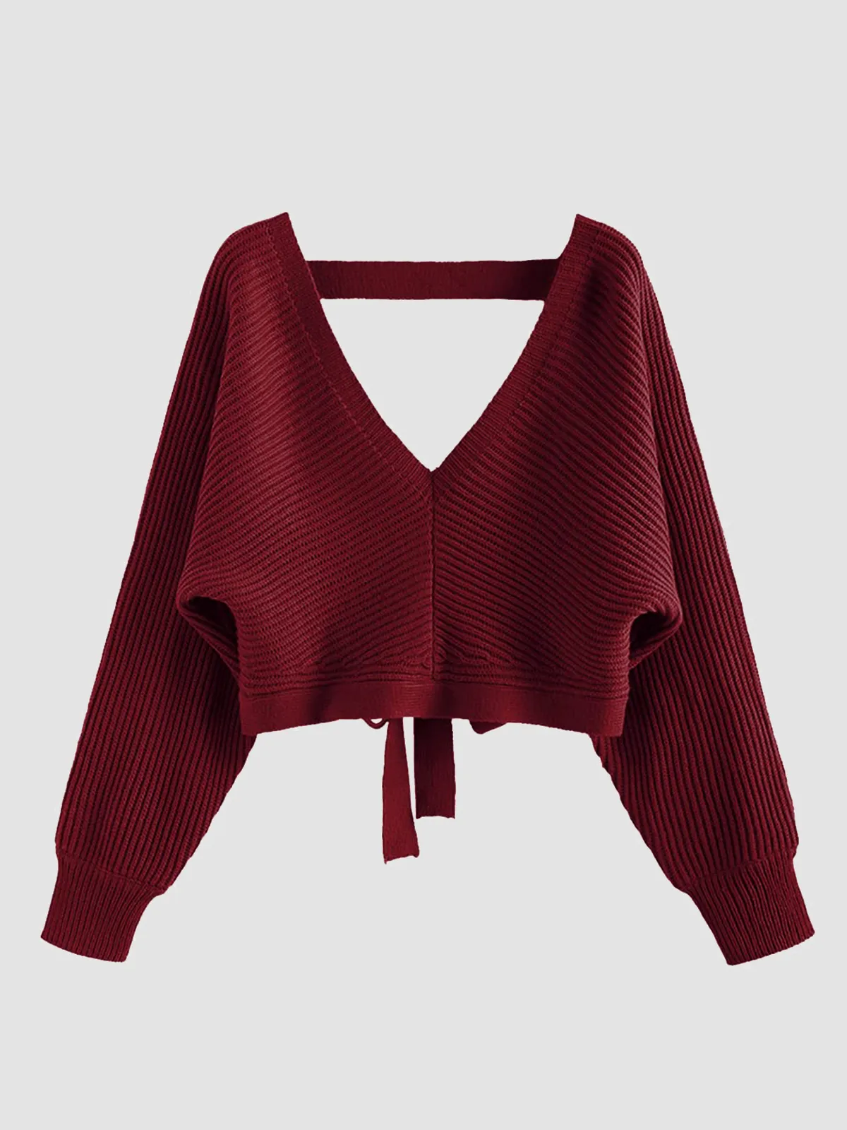 Ribbed Knit Sexy Drop Shoulder Sweater