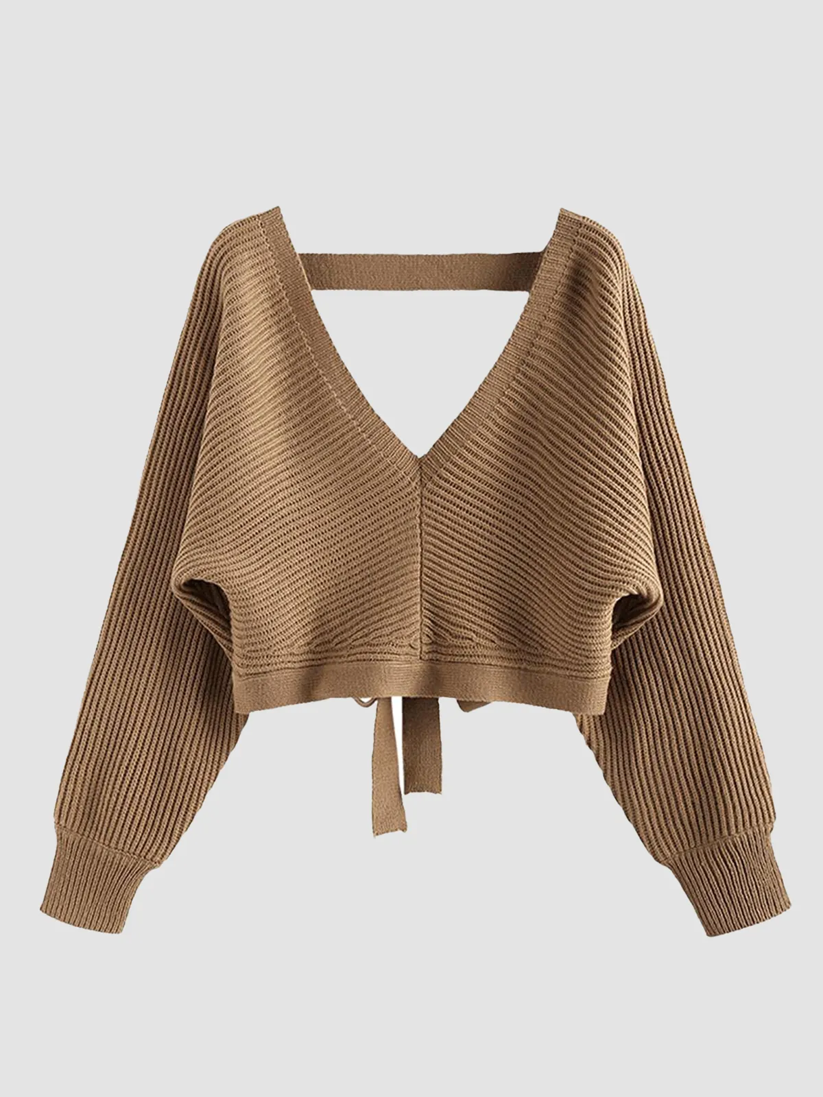 Ribbed Knit Sexy Drop Shoulder Sweater