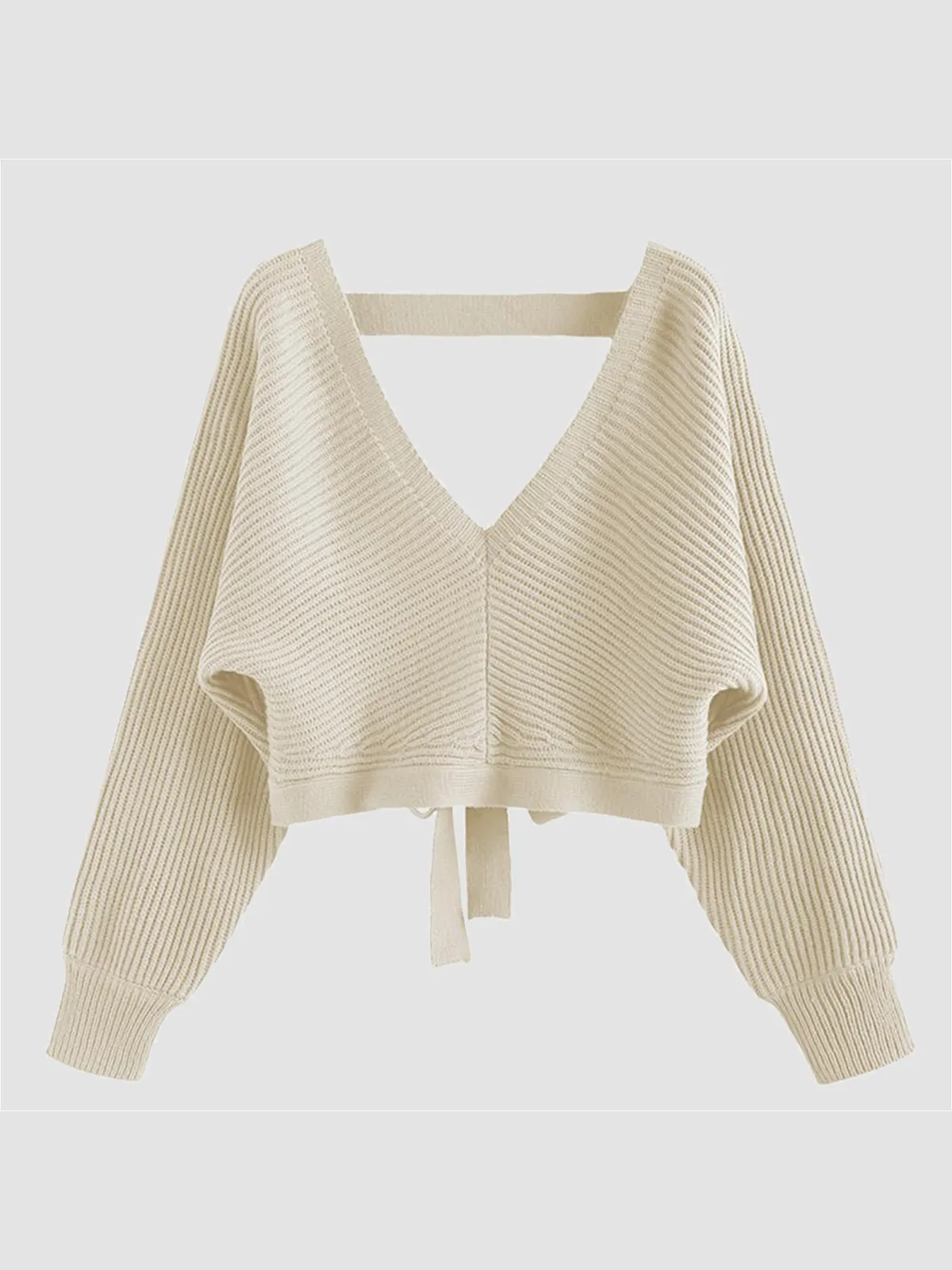 Ribbed Knit Sexy Drop Shoulder Sweater