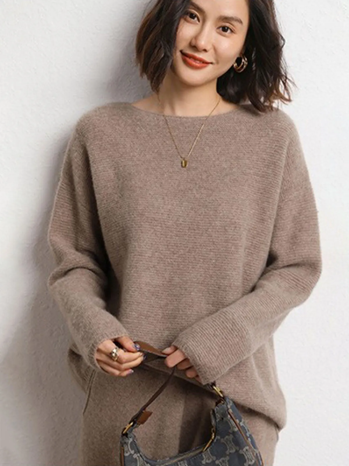 Round Neck Loose Thick and Cozy Pure Cashmere Sweater