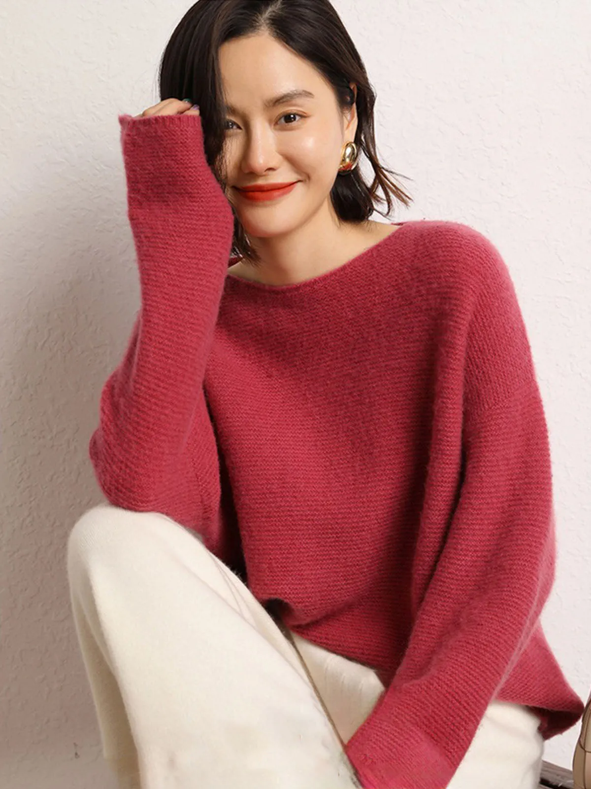 Round Neck Loose Thick and Cozy Pure Cashmere Sweater