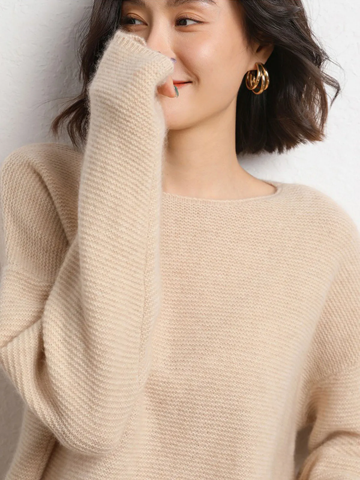 Round Neck Loose Thick and Cozy Pure Cashmere Sweater