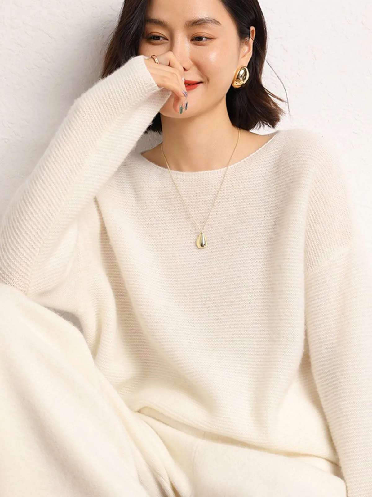 Round Neck Loose Thick and Cozy Pure Cashmere Sweater