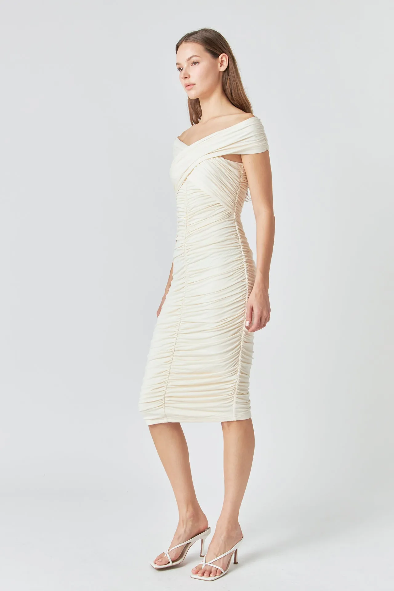 Ruched Bodycon Midi Dress