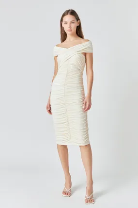 Ruched Bodycon Midi Dress