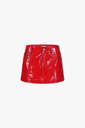 Scarlet Patent Leather A-Line Mini Skirt