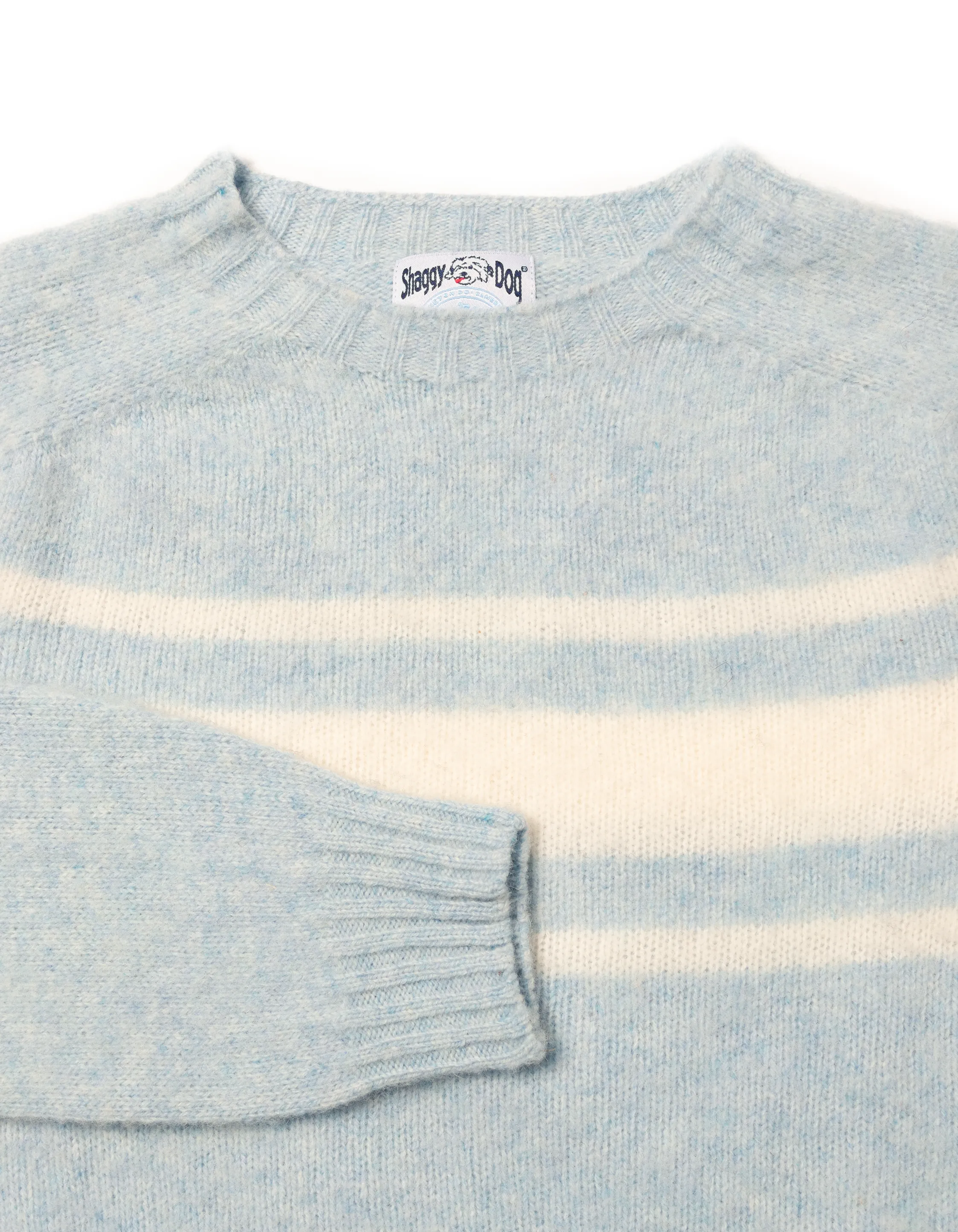 SHAGGY DOG SWEATER LIGHT BLUE CHEST STRIPE - TRIM FIT