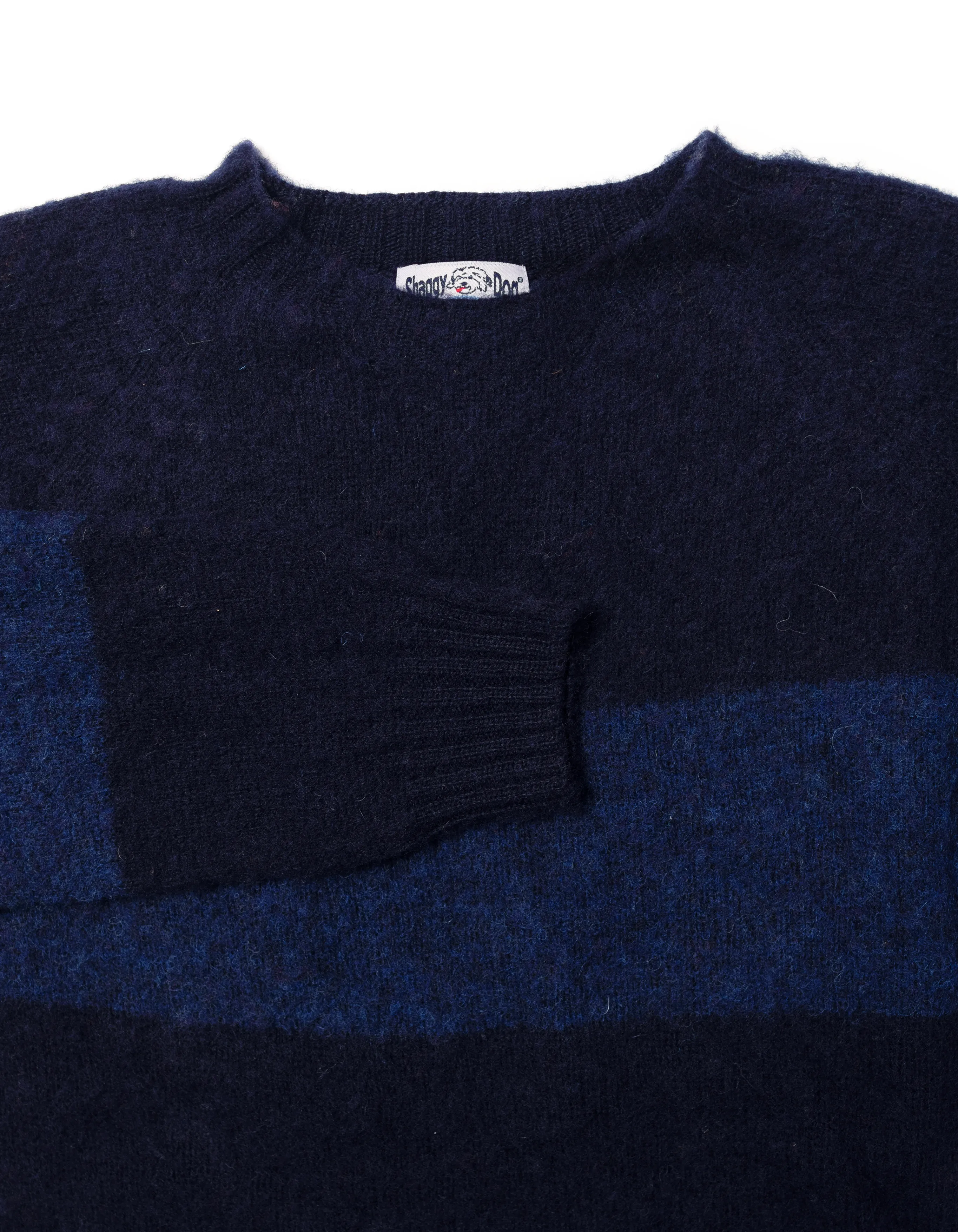 SHAGGY DOG SWEATER TONAL BLOCK STRIPE NAVY/STARLIGHT BLUE- TRIM FIT